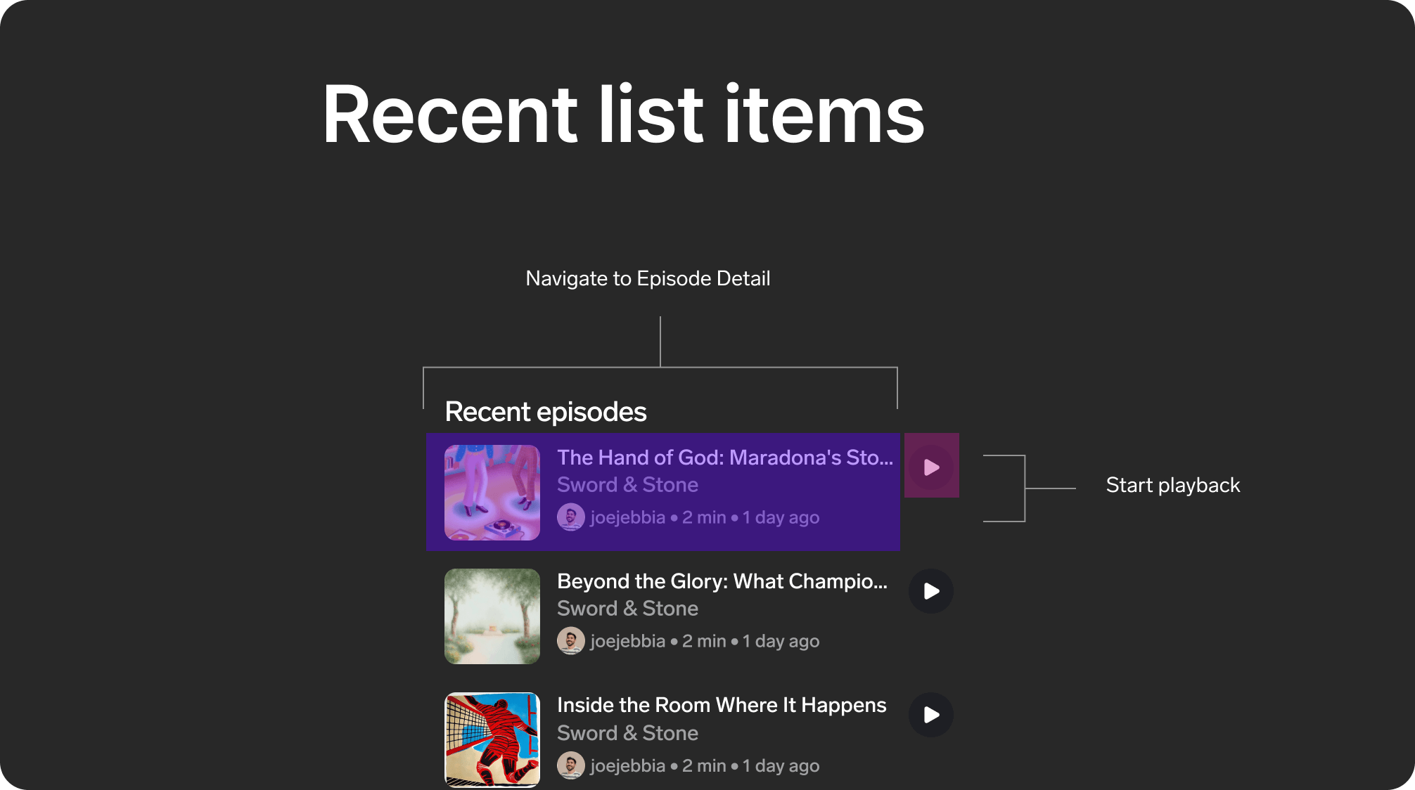 Recent list items
